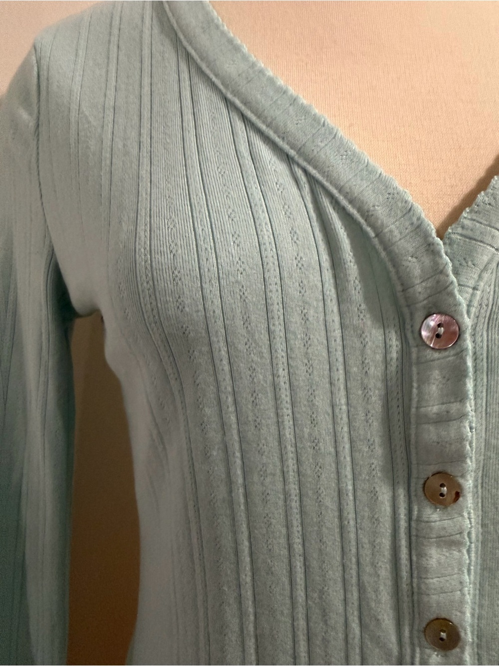 Women’s Button-Front Ribbed V-Neck Top - PJ Salvage